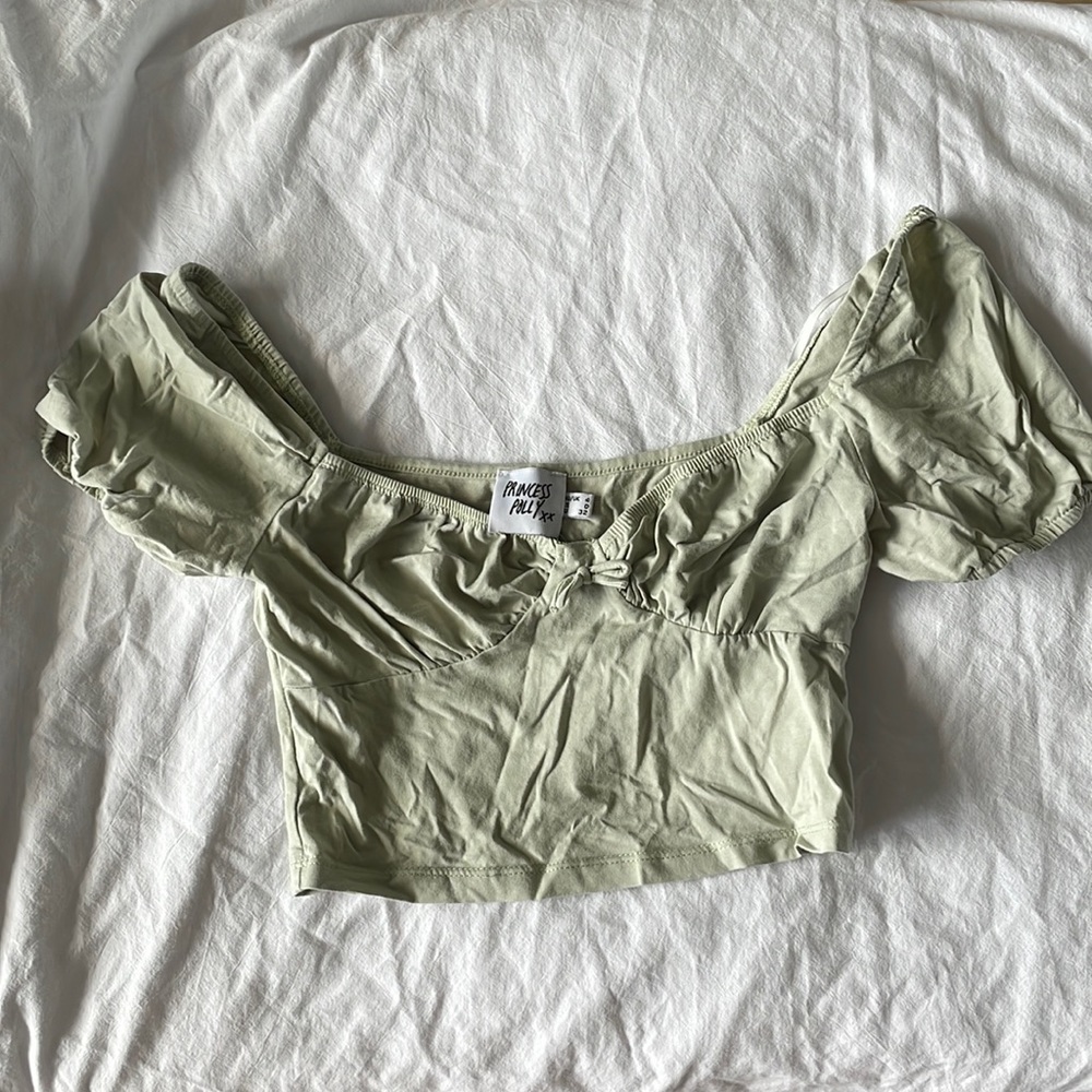Princess Polly Kendall Crop Top | sage | XS